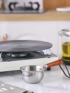 Onhand! Korean 300ml Stainless Steel Hot Oil Small Pot Oil Pan Wooden Handle Milk Cooking Pot Oil Splash Pot