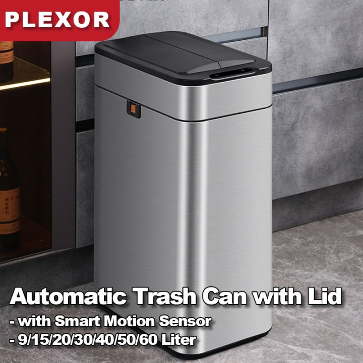 Plexor Smart Automatic Trash Can with Lid, 960L Motion Sensor