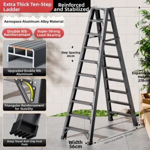 Foldable Aluminum Step Ladder Double Sides