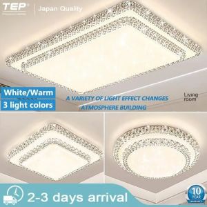 【💡10 Years Warranty💡】TEP Three Color Nordic Modern Light Indoor Lighting 50cm Living Room Bedroom Led Energy Saving Eye Protection Square/Round Modern Luxury Smart Three Color 90w Living Room Light