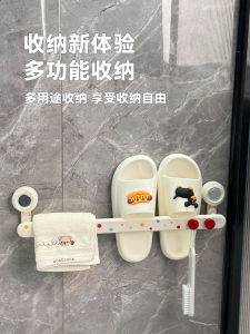 Bathroom Wall-Mounted Shoe Rack Suction Cup Drainage Storage Organizer Simple Style Shoe Drying Hanging Shelf Bathroom Accessory