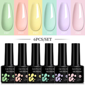 LILYCUTE | LILYCUTE 6Pcs 7ML Gel DIY Nails Polish Set Bright Pink Nail Charms Soak Off UV LED Gel Varnish Nail Art Design Accessories