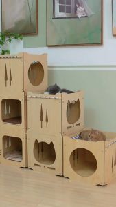 Stackable Wooden Cat Bed with Hammock / Pet Bed / Pet House / Pet Condo