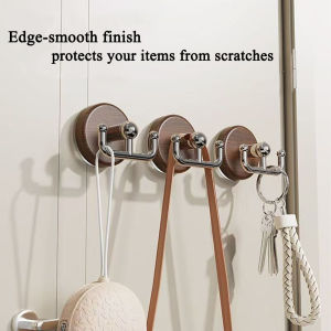 Strong Self-Adhesive Wall Hooks Suction Cup Hook Waterproof Double-row Wood Grain Hook Hanging Bathroom Towel Key Kitchen