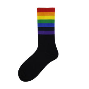 Colorful Stripe Cotton Sports Socks for Women Student Casual Black White Mid-Calf Spring Autumn Leisure Store Delivery