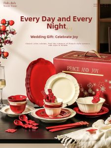 Mr.Snail | Red Wedding Gift Set for New Couples with Bowls and Plates