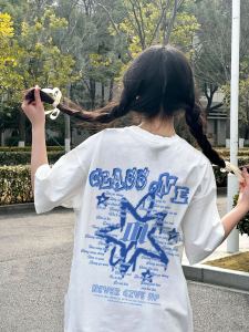 Junior High School Student XINGX Letter Print Short-Sleeve T-Shirt Female Summer Original Design Young Adult High School Student Cotton Top