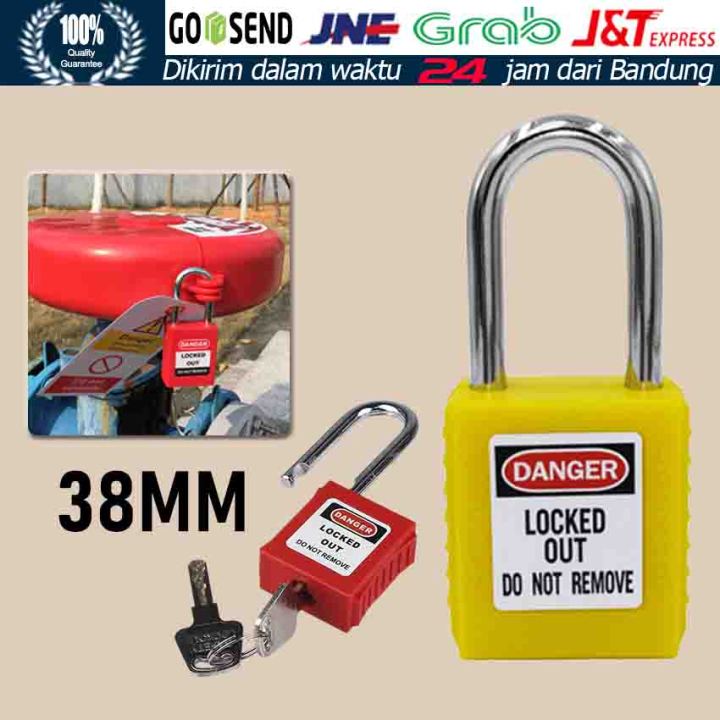 38mm Gembok Safety Loto Leher Panjang Tahan Panas 2 Warna Padlock Safety Lockout Tagout Loto Safety Thermoplastic Gembok Alat Perbaikan Rumah Tangga Peralatan Keamanan