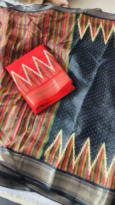 SUs Heavy Jaipuri Kota Saree with Temple Border Print & Gold Zari Weaving Checks