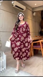 Daster Jumbo Wanita Lengan 3/4 Kancing Depan Busui Bumil Bahan Rayon Adem