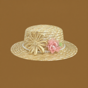 Vintage Elegance Floral Pearl Straw Hat for Sun Protection in Spring and Summer