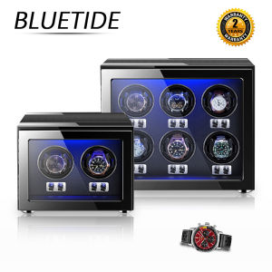 Wooden Watch Winder Box Storage Automatic Rotating Watch Box 9 Slots Led Shaker Luxury Inner Cortex Organizer Tray Holiday Gifts