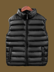 Thickened Cotton Vest Mens Casual Winter Warm Large Size down Filling Fashion Urban Style Multi-Pocket Elastic Bottom Design