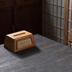 ไม้เนื้อแข็ง Premium Sense ผ้าเช็ดปากกล่องกระดาษ โต๊ะกาแฟ ห้องนั่งเล่น ห้องรับประทานอาหาร กล่องกระดาษทิชชูหวาย กล่องกระดาษทิชชูรูปพิเศษไม้สัก