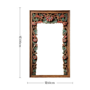 กรอบกระจกปักลายไม้แกะสลักช้างเผือกสไตล์ตะวันออกกลาง งานฝีมือทาสีด้วยมือ ตกแต่งผนังห้องนอน งานฝีมือแฮนด์เมด