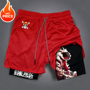 Bandai | One Piece Luffy 2026 Summer Men New 2026 Double-Layer Replica Two-Piece Loose-Fit Training Running Shorts Casual Pants Bottom