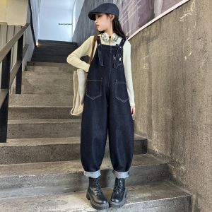 MPW | Girls Denim Overalls Set Spring Autumn Fashionable Korean Style Two Piece Suit Childrens Clothing Polyester Fiber Regular Thick