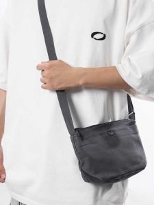 Canvas Leisure Travel Mens Crossbody Bag Simple Pure Color Single Shoulder Retro Japanese Style Casual Summer New Model Bag