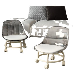 Modern Minimalist Home Furniture Transparent Sliding Chair with Wheels Small Stool Low Stool Silent Living Room Furniture