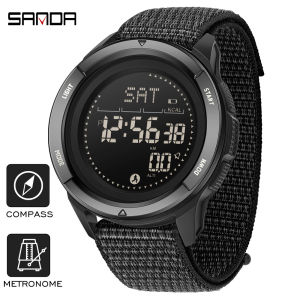 SANDA Brand Electronic Watches Mens Sports Multifunctional Pedometer Compass Waterproof Men Watch Metronome Alarm Wristwatch