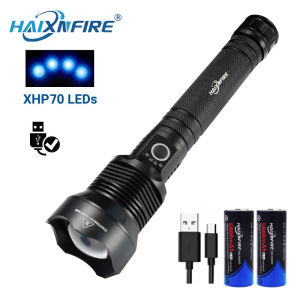 HaixnFire H007 Highlight flashlight XHP70 camping light USB charging floodlight 10000 lumens Telescopic zoom lamp