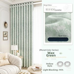 Light Blocking Curtains with Embroidery Velvet Chiffon Vintage Luxurious