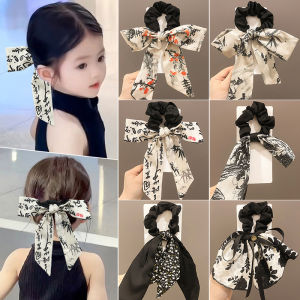 ยางรัดผมสไตล์จีนใหม่แบบผูกโบว์ผีเสื้อสำหรับเด็กผู้หญิง ยางรัดผมสไตล์โบราณ เครื่องประดับผมสำหรับผู้หญิงที่มีผมยาว