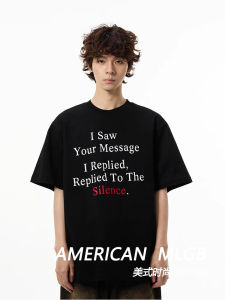 Heavyweight Pure Cotton American Retro Slogan Short Sleeve Mens T-shirt Summer Loose Oversize Top Half Sleeve Body T-shirt