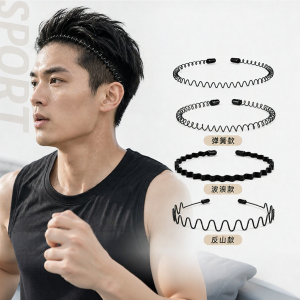 JIUDUOLAN | Mens Black Metal Face Washing Sport Invisible Back Headband Non-constricting