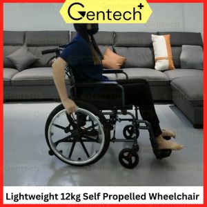 12KG Lightweight Foldable Wheelchair Aluminum Alloy Armrest Support Kerusi Roda Orang Tua