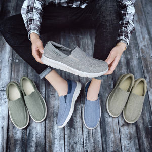 ORNGMALL Men Loafers Casual Canvas Shoes Fashion Soft Flats Breathable Slip-on Ultra-light Driving Shoes Suitable for Daily Leisure Big Size 39~47