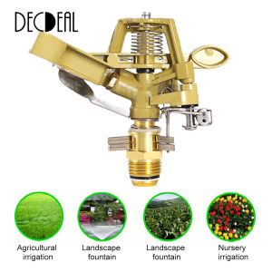 0°-360° Kirsite Adjustable Pattern Rain Bird Garden Impact Sprinkler Agricultural Lawn Brass Spray 4 Nozzle 10-15m Water Distance