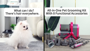 Dog Grooming Vacuum Dog deshedding Vacuum Brush with 8 Pet Grooming Tools for pet Home Cleaning