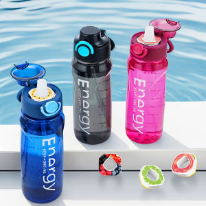 Bình Nước Thể Thao Nhựa Dung Tích Lớn 1000ML Hai Màu Chuyển Sắc Hương Trái Cây Có Vạch Đánh Dấu Thời Gian