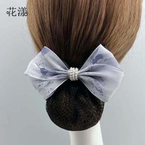 เครื่องประดับผมสไตล์จีนใหม่ ผ้าตาข่ายผู้หญิง ผู้ช่วยพยาบาล ผ้าตาข่ายบาง โบว์ผีเสื้อ งานวันเกิด งานปาร์ตี้ งานแต่งงาน เครื่องประดับผม