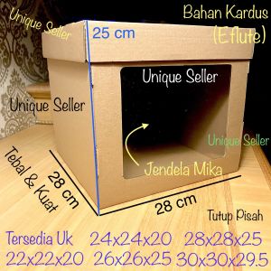 [Isi5] Dus Kotak Box Tart Cake Tinggi 28x28x25 Eflute / Dus Box Kotak Kue Tart Tinggi Tutup Pisah 28 x 28 x 25 / Dus Box Kotak Hampers 28x28 x 25 / Dus Box Kotak Coklat 28x28x25 / Dus Box Kotak Kue Tart Ulang Tahun 28 x 28 x 25