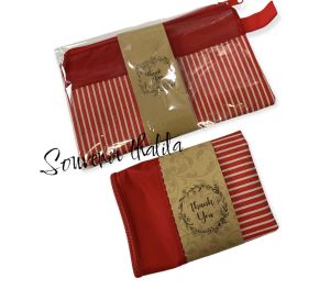 Isi 50 Pcs Souvenir Pouch/Dompet Salur Besar dikemas plastik dan kartu sovenir murah bermanfaat