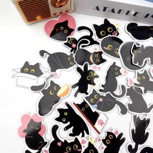 36PCS Cute Black Cat Refrigerator Magnets Stickers Gifts for Locker Mailbox Door Whiteboard Home Kitchen Office