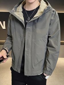 ROMON | Lormen Mens Hooded Jacket Autumn Winter New Thickened Warm Windproof Workwear Short Style Fleece Lined Fashionable Jacket
