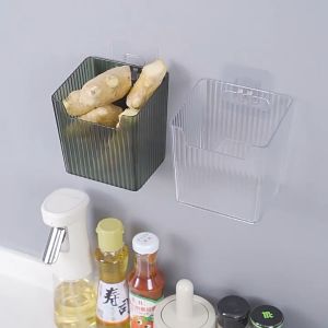 Hộp đựng hành tỏi tránh ẩm mốc chất liệu nhựa kèm miếng dán treo tường thông minh đựng trong tủ lạnh gọn gàng