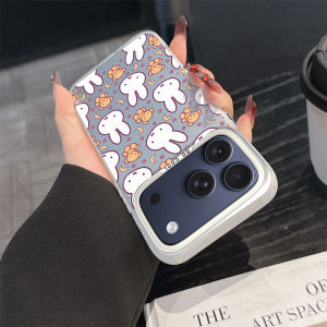 Miffy | Cartoon Cute M-Miffy Phone Case For iPhone 11 12 13 14 15 16 17 E Pro Max Plus Mini Electroplated Silver IMD Laser Silvery Cover