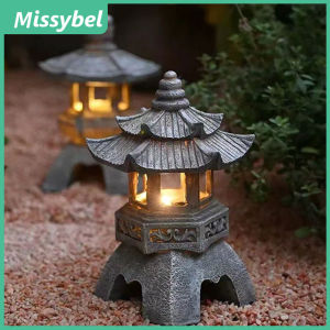 Solar LED Decorative Stone Pagoda Lamp Outdoor Waterproof Pagoda Lamp Garden Statue Palace Lamp Zen Solar Energy Lamp Stone Pagoda Lamp