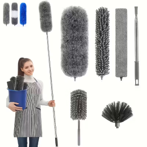 Microfiber Duster with 113.39inch Telescopic Extension Pole Kit for High Ceilings Cleaning Fan Spider Webs Reusable and Washab