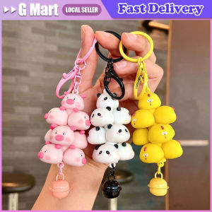 Cartoon Animal Panda Chick Key Chain PVC Cute Pig Pet Paradise Keychain Backpack Pendant Keyring For Children Women Gifts
