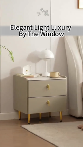 🔥Clearance | Last 2 Unit Bedside Table Solid Wood Stone Leather Simple Light Luxury Storage Side Cabinet Bedroom 床头柜 WCC