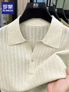 ROMON | Summer New Style Elegant Knitted Polo Shirt Mens