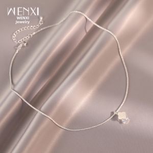WENXI | Zircon Four-leaf Clover Elegant Silver Necklace