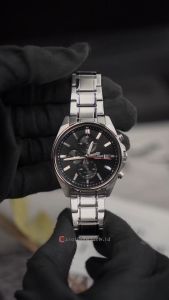 Jam Tangan Pria Casio Edifice Chronograph EFV-610D-1A Black Dial Silver Stainless Steel Strap