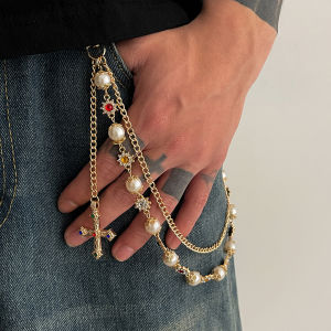Ingemark Punk Cross Jesus Pendant Keychains for Men Rock Goth Pants Waist Belt Wallet Bag Chain Jeans Pants Male Jewerly Grunge