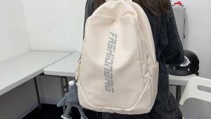 Backpack Campus Nylon Bag Large Capacity Womens new trendy Korean version college student backpack Free charm included Couple backpack Couple backpack Friends Gift